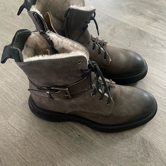 Doucals buckled lace-up leather boots Made in Italy - Picture 4 of 7